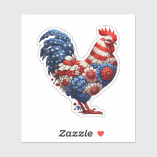 Pegatina Bandera de los Estados Unidos con flores de pollo