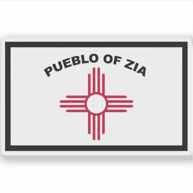 Pegatina Bandera de los pueblos de Zia Pueblo, Estados Unid (Anverso)