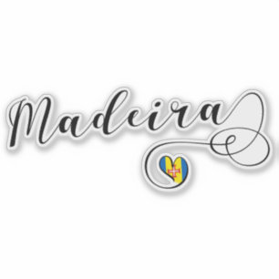 Pegatina Bandera de Madeira, amo Madeira, Portugal