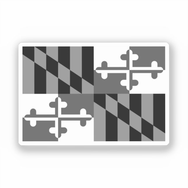 Pegatina Bandera de Maryland blanco y negro (Anverso)