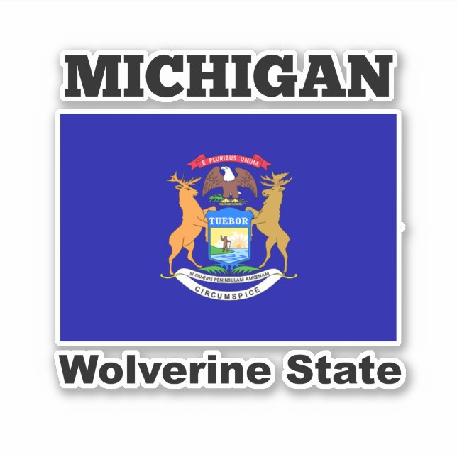 Pegatina Bandera de Michigan, Estado Wolverine (Anverso)