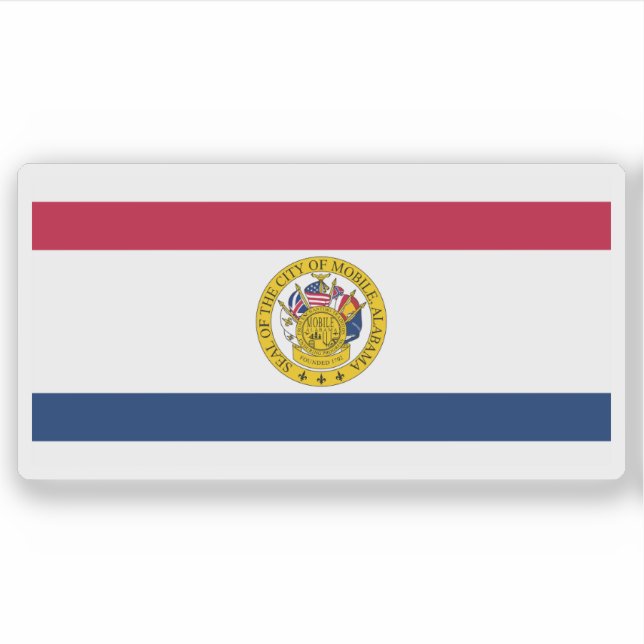Pegatina Bandera de Mobile, Alabama, EE. UU. (Anverso)