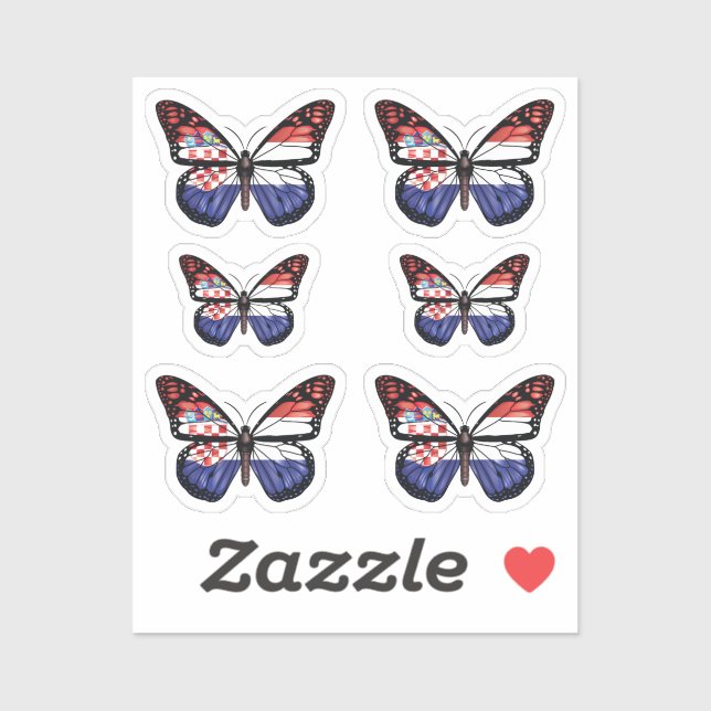 Pegatina Bandera de monarca de mariposa de Croacia (Hoja)