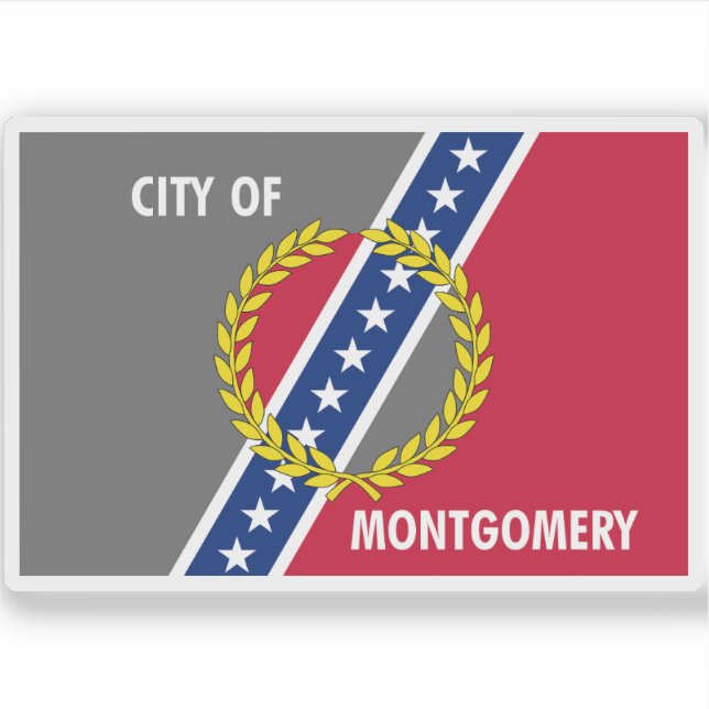 Pegatina Bandera de Montgomery, Alabama (Anverso)