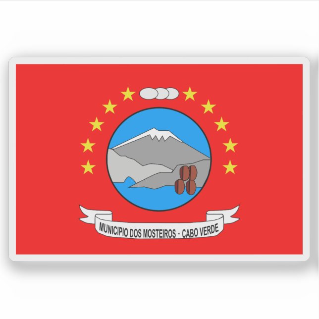 Pegatina Bandera de Mosteiros, Cabo Verde (Cabo Verde) (Anverso)