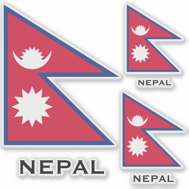 Pegatina Bandera de Nepal del texto del personalizado (Anverso)
