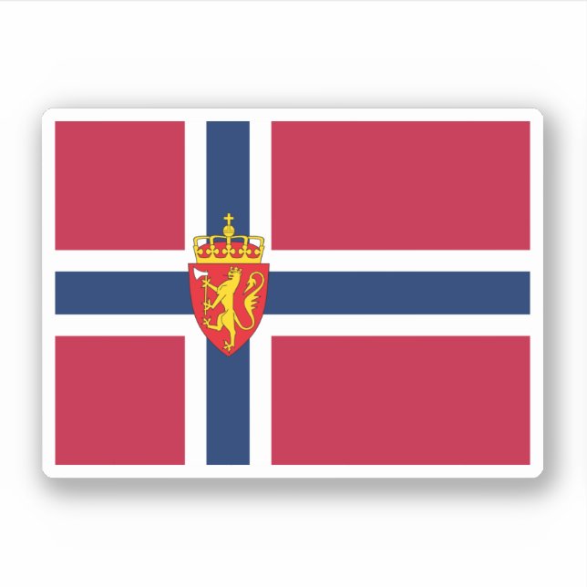 Pegatina Bandera de Noruega/ Escudo de armas (Anverso)