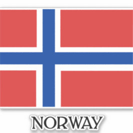 Pegatina Bandera de Noruega, etiquetada