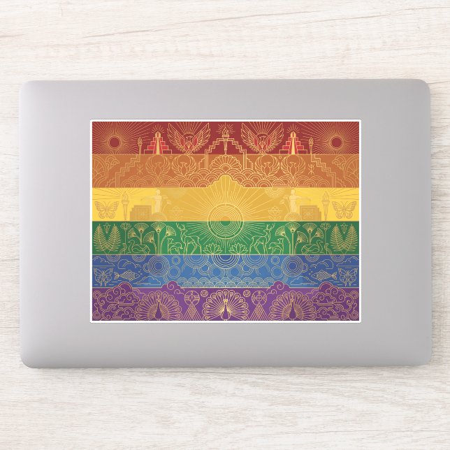 Pegatina Bandera de orgullo Art Deco | Arcoíris I Calcomaní (Ordenador)