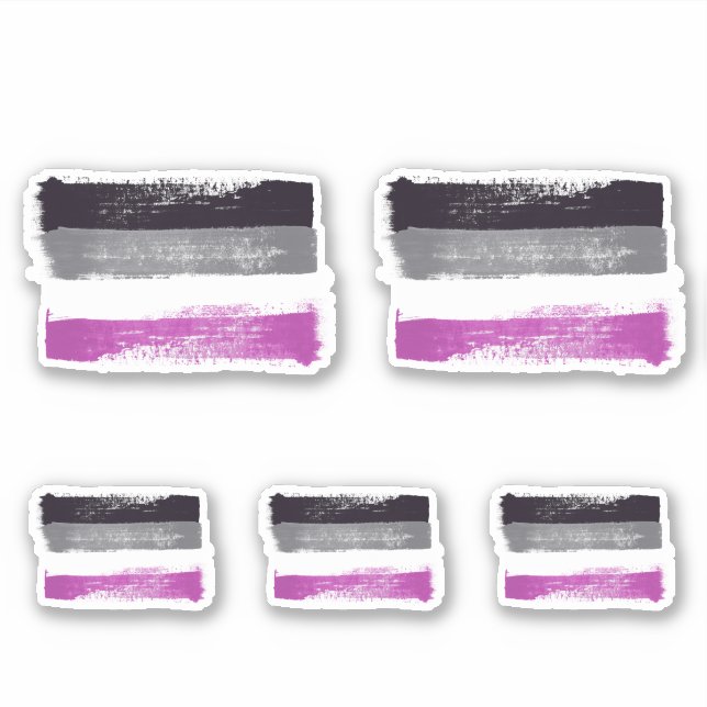PEGATINA BANDERA DE ORGULLO ASEXUAL PINTADA (Anverso)