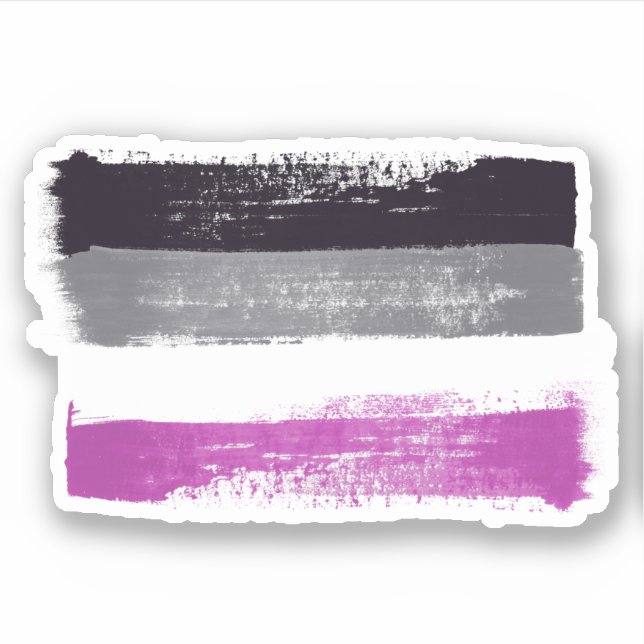 PEGATINA BANDERA DE ORGULLO ASEXUAL PINTADA (Anverso)
