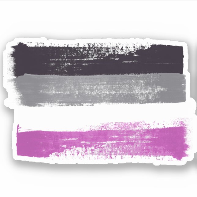 PEGATINA BANDERA DE ORGULLO ASEXUAL PINTADA (Anverso)