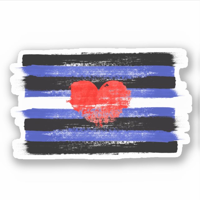 PEGATINA BANDERA DE ORGULLO DE CUERO PINTADO Y SÍMBOLO (Anverso)