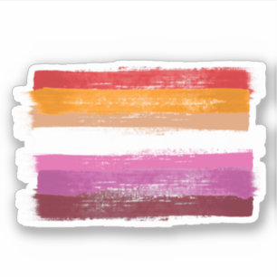 PEGATINA BANDERA DE ORGULLO LESBIANA PINTADA RAYAS DE PUEST