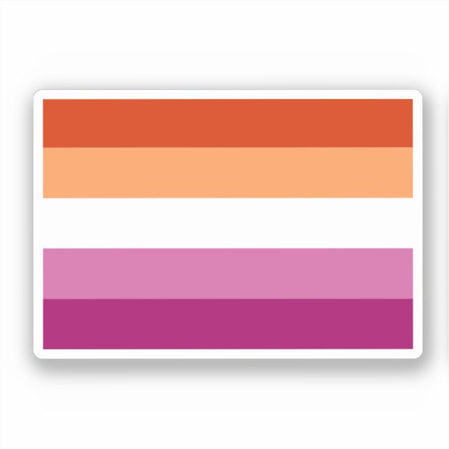 Pegatina Bandera de Orgullo Lesbiano (5 Franjas) (Anverso)