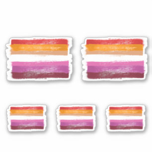 PEGATINA BANDERA DE ORGULLO LESBIANO PINTADA RAYAS DE PUEST