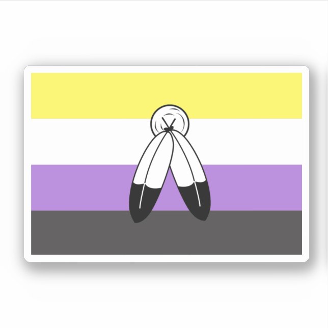 Pegatina Bandera de orgullo no binario de dos espíritus (Anverso)