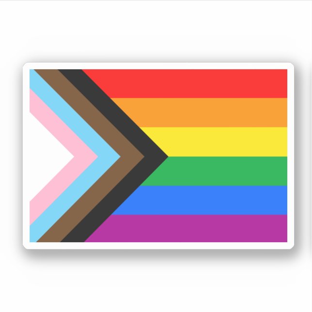 Pegatina Bandera de Orgullo Progresista LGBTQ+ (Anverso)