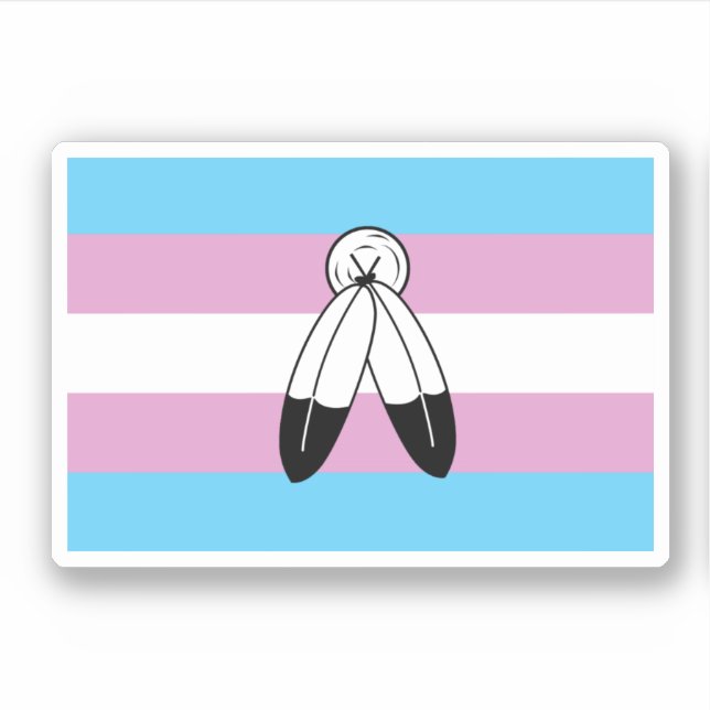 Pegatina Bandera de orgullo trans de dos espíritus (Anverso)