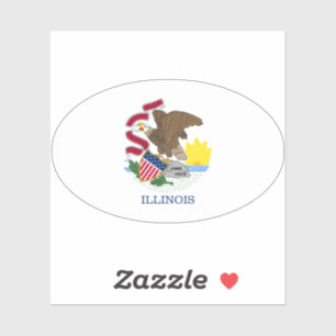 Pegatina Bandera de Oval Illinois