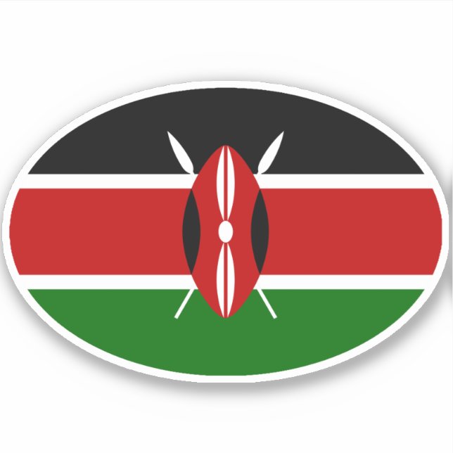 Pegatina Bandera de Oval Kenia (Anverso)