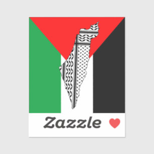 Pegatina Bandera de Palestina y mapa con el modelo de Keffi