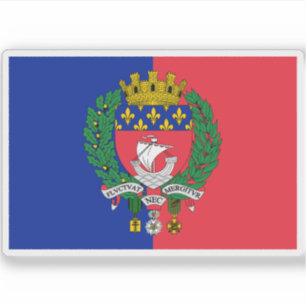 Pegatina Bandera de París (con escudo de armas)