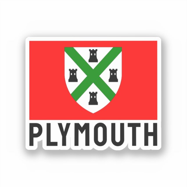 Pegatina Bandera de Plymouth (Inglaterra) (Anverso)