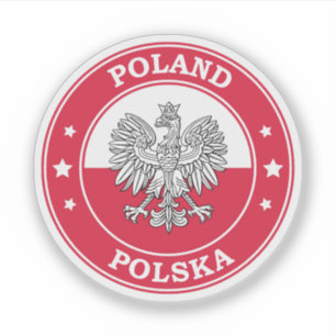Pegatina Bandera de Polonia en círculo Emblema
