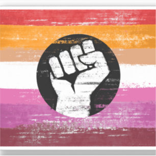 Pegatina Bandera de protesta pintada lesbiana