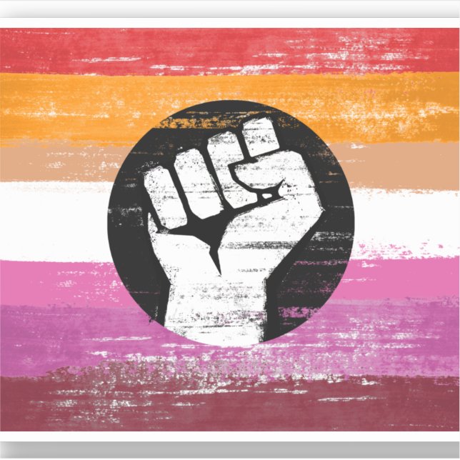 Pegatina Bandera de protesta pintada lesbiana (Anverso)