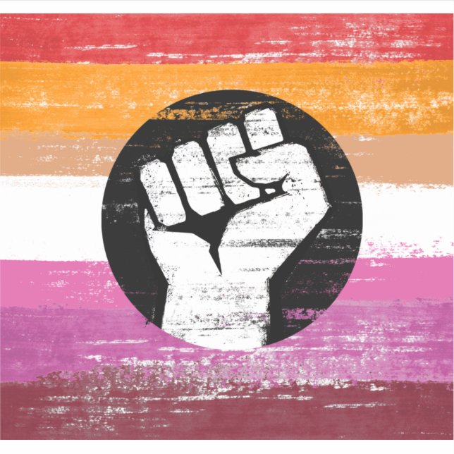 Pegatina Bandera de protesta pintada lésbica (Anverso)