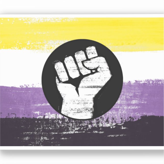 Pegatina Bandera de protesta pintada no binaria (Anverso)