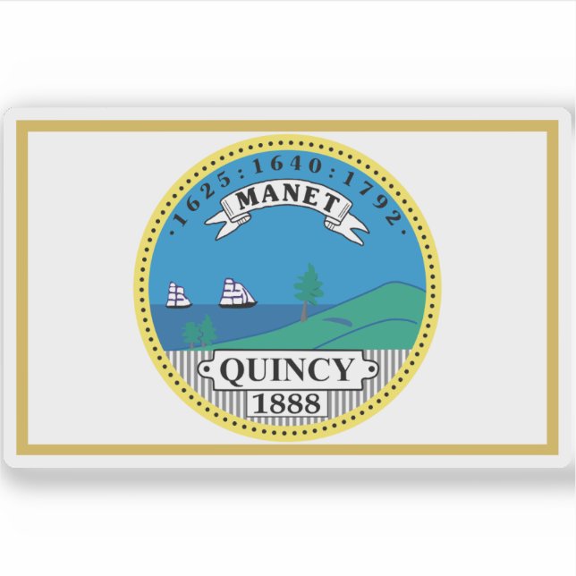 Pegatina Bandera de Quincy, Massachusetts (Anverso)