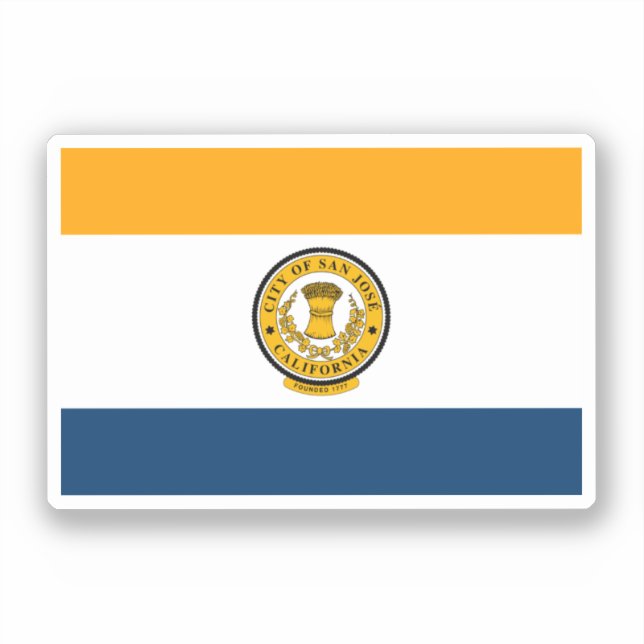 Pegatina Bandera de San José, California (Anverso)