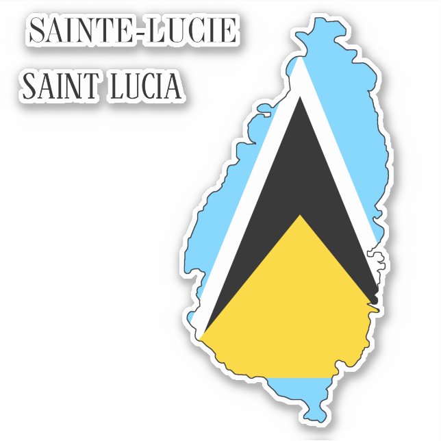 Pegatina Bandera de Santa Lucía Encantadora mapa patriótico (Anverso)