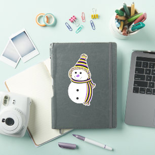 Pegatina Bandera de Snowman Snowman con orgullo no binario