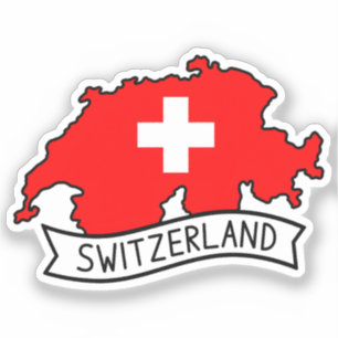 Pegatina Bandera de Suiza Mapa Patriótico Orgullo Suizo Mun