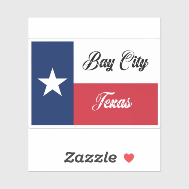 Pegatina Bandera de Texas de Bay City (Hoja)