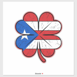 Pegatina Bandera de trébol de Puerto Rico Grabado vintage V