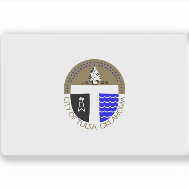 Pegatina Bandera de Tulsa, Oklahoma (1973-2018) (Anverso)