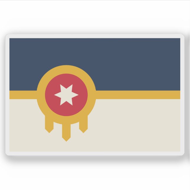 Pegatina Bandera de Tulsa, Oklahoma, EE. UU. (Anverso)