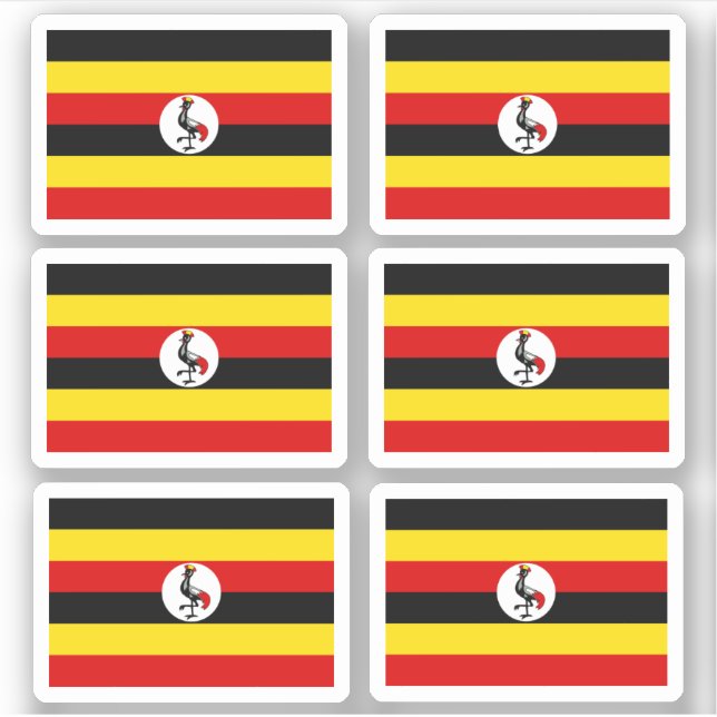Pegatina Bandera de Uganda - una colección (Anverso)