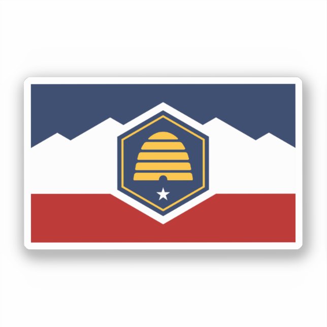 Pegatina Bandera de Utah (Bandera de colmena) (Anverso)