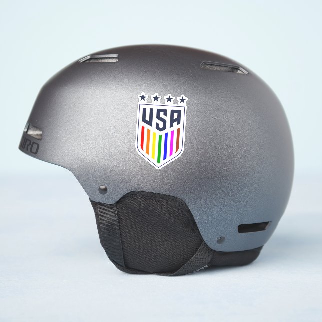 PEGATINA BANDERA DE VENTILADORES DE USWNT ORIDE -LGBTQ (Lado del casco)