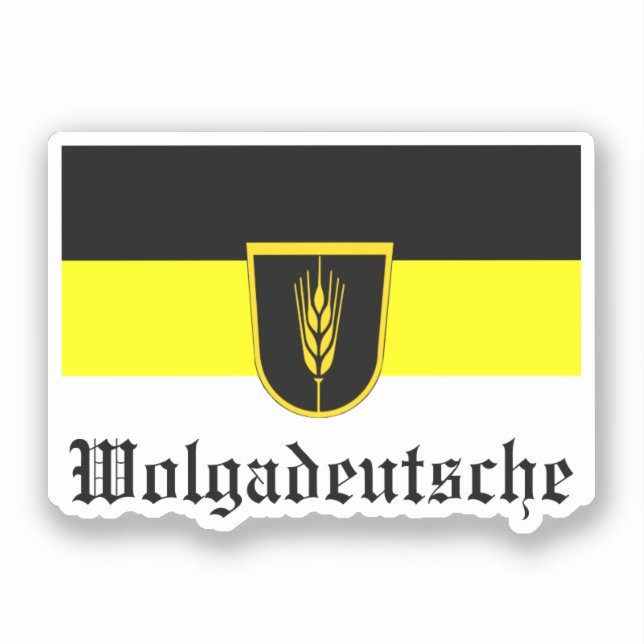 Pegatina Bandera de Wolgadeutsche (versión en blanco/negro/ (Anverso)