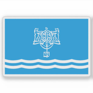 Pegatina Bandera de Yuzhno-Sakhalinsk (óblast de Sakhalin),