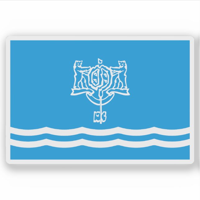 Pegatina Bandera de Yuzhno-Sakhalinsk (óblast de Sakhalin), (Anverso)