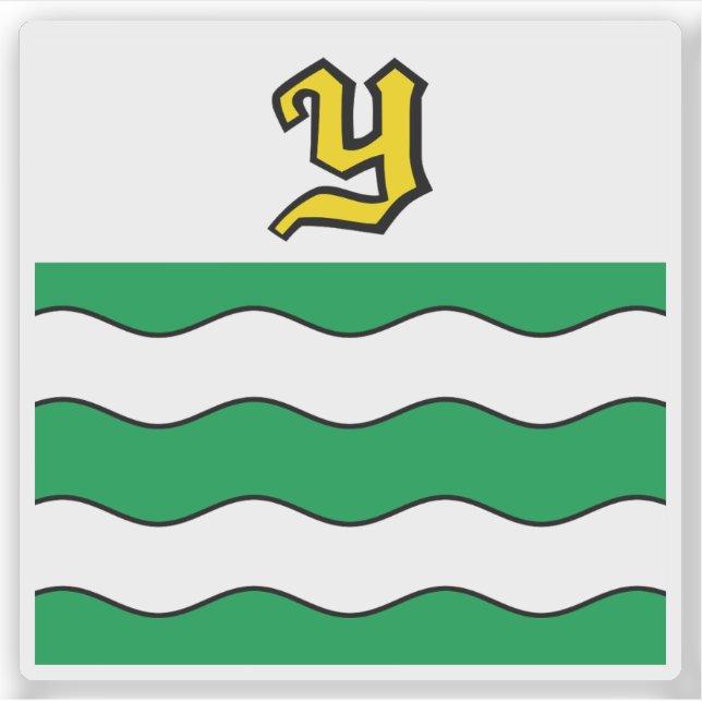 Pegatina Bandera de Yverdon-les-Bains, Suiza (Anverso)