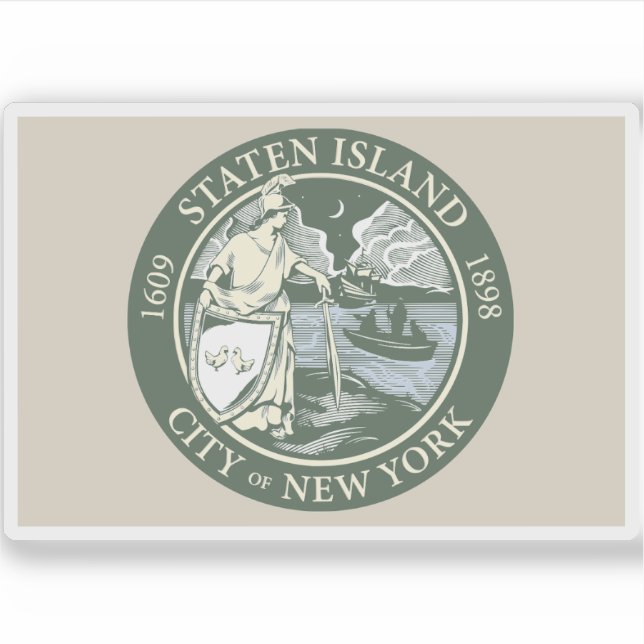 Pegatina Bandera del Borough of Staten Island (Anverso)